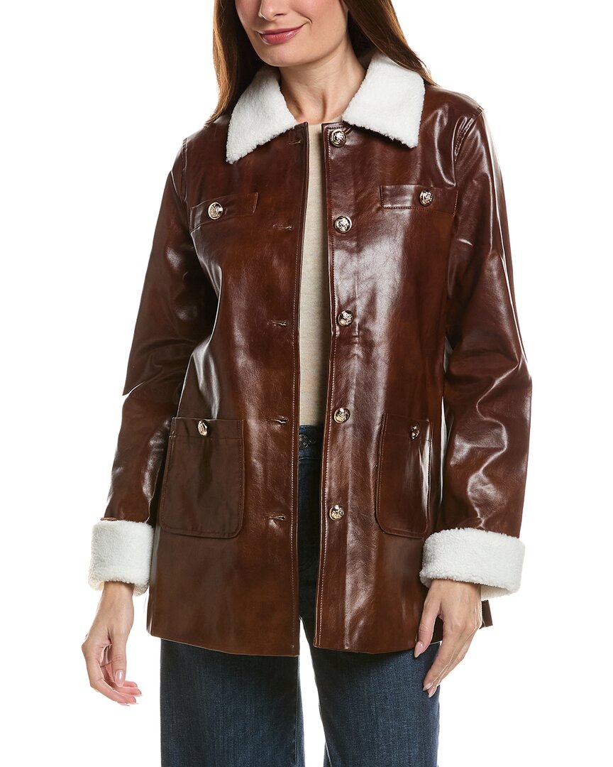 Pascale La Mode Faux Leather Jacket In Brown