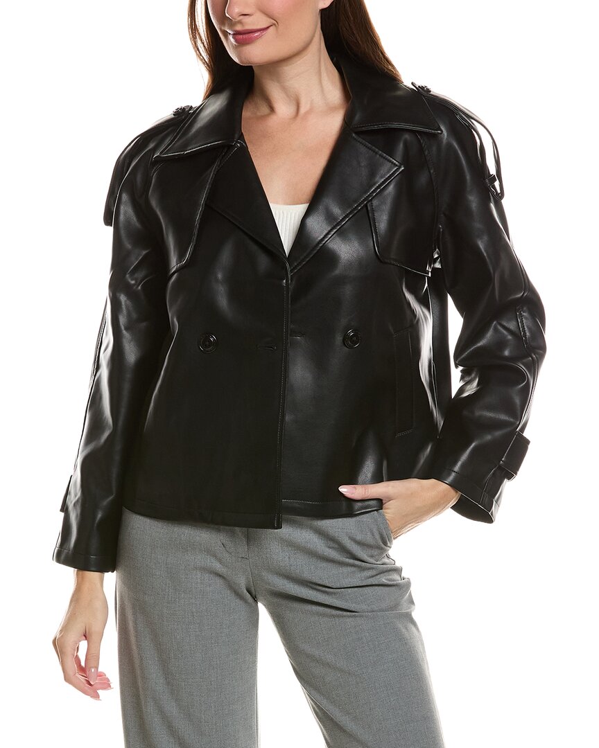 Pascale La Mode Tailored Faux Leather Jacket In Black