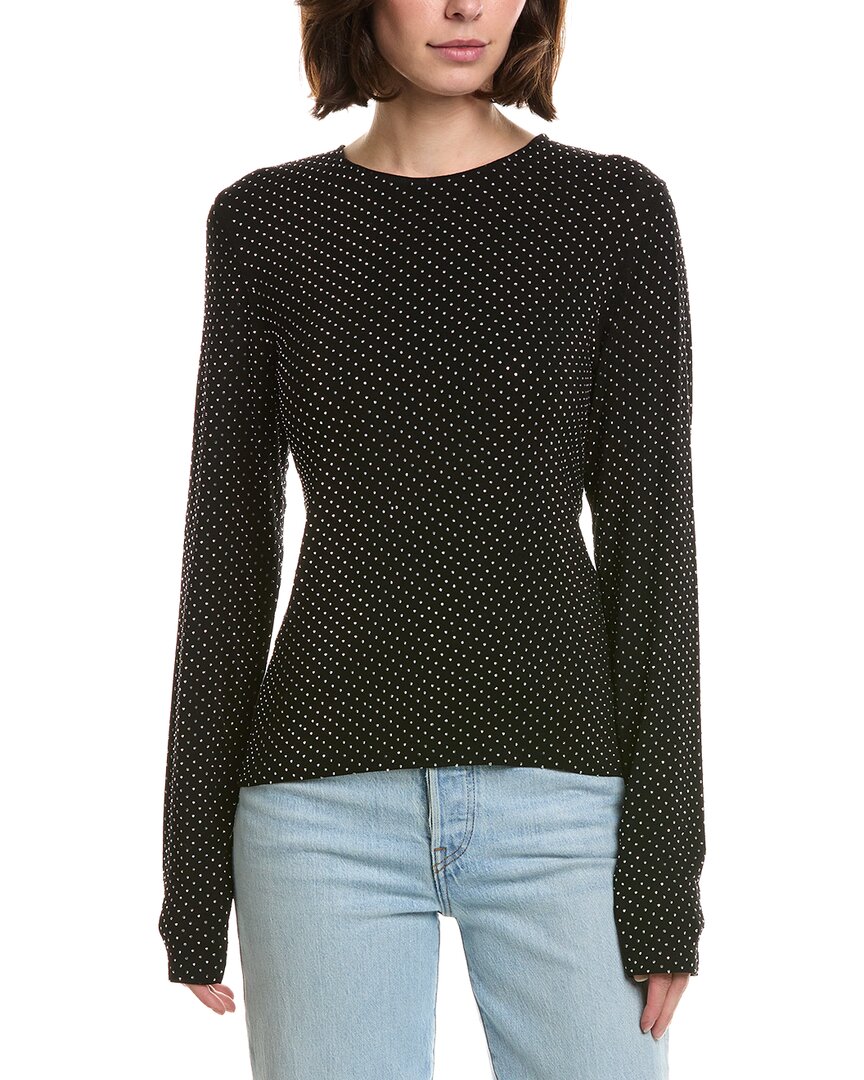 Frame The Rhinestone Jersey Top In Black