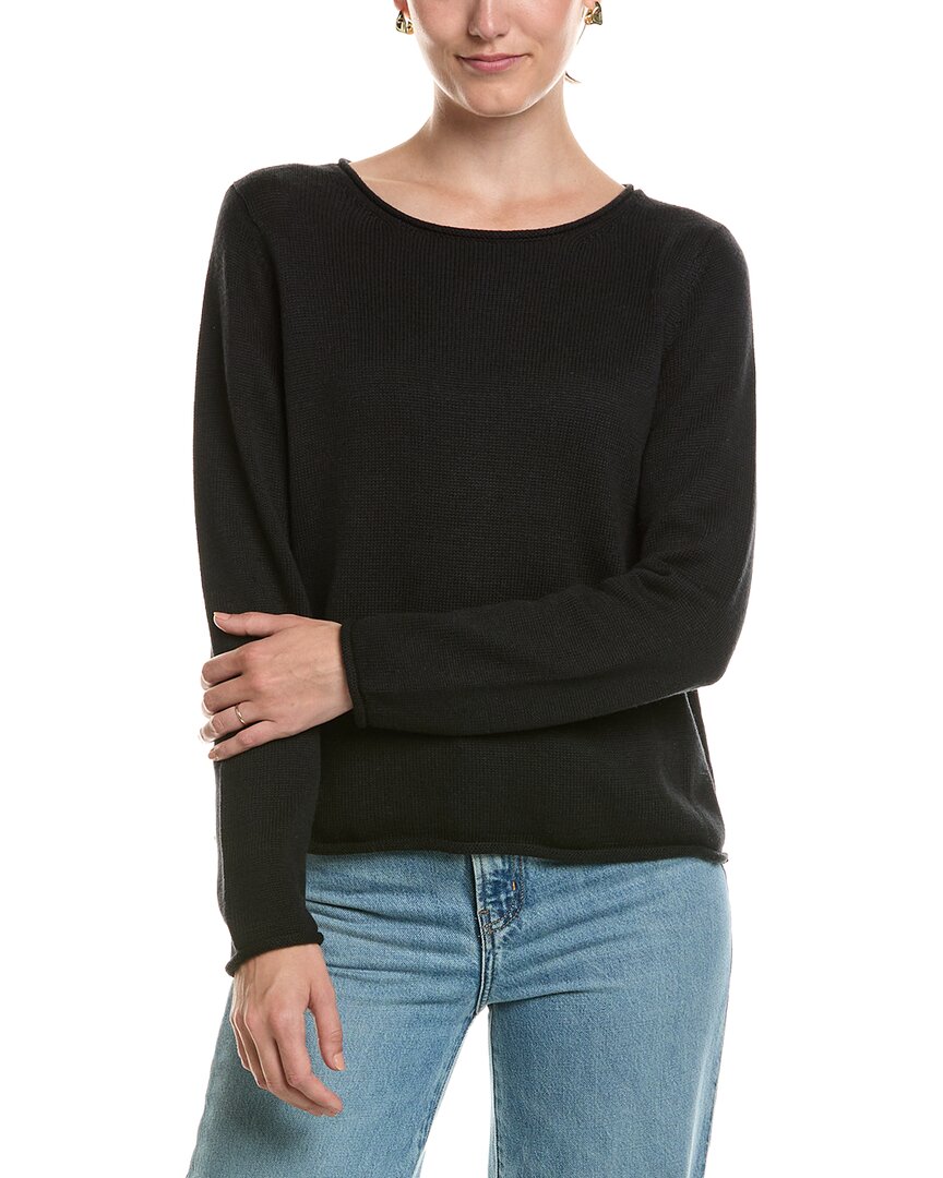 Eileen Fisher Jewel Neck Sweater In Black