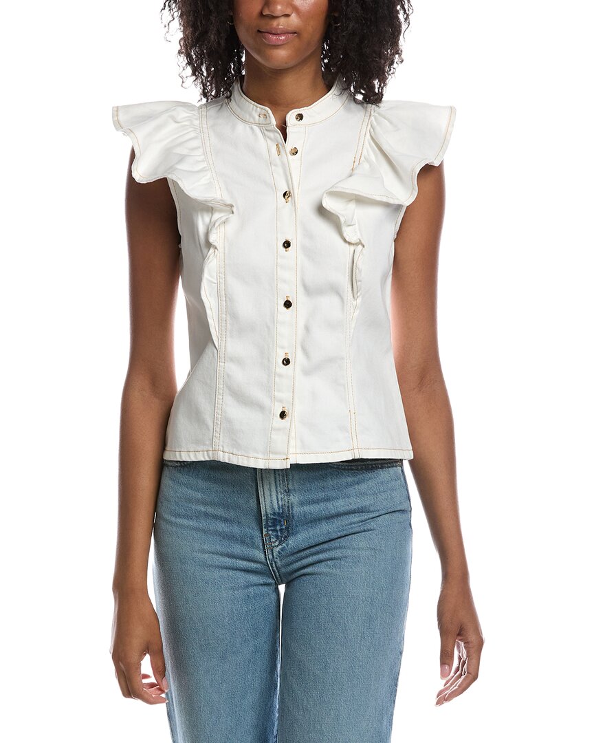 Current Elliott Current/elliott Mandarin Collar Vest In White