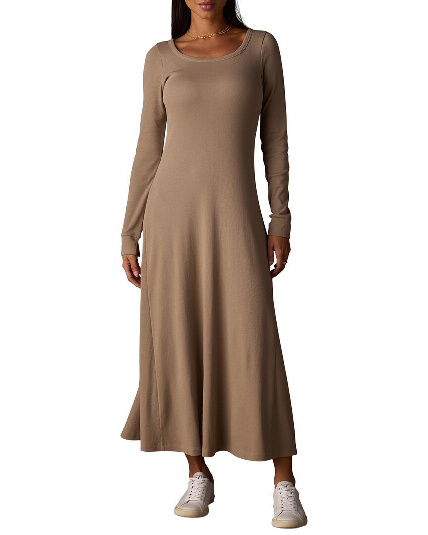 The Normal Brand Normal Rib Ls Midi Dress In Brown