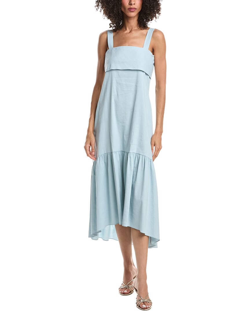 Theory Linen Blend Midi Dress In G4a-pearl Blue