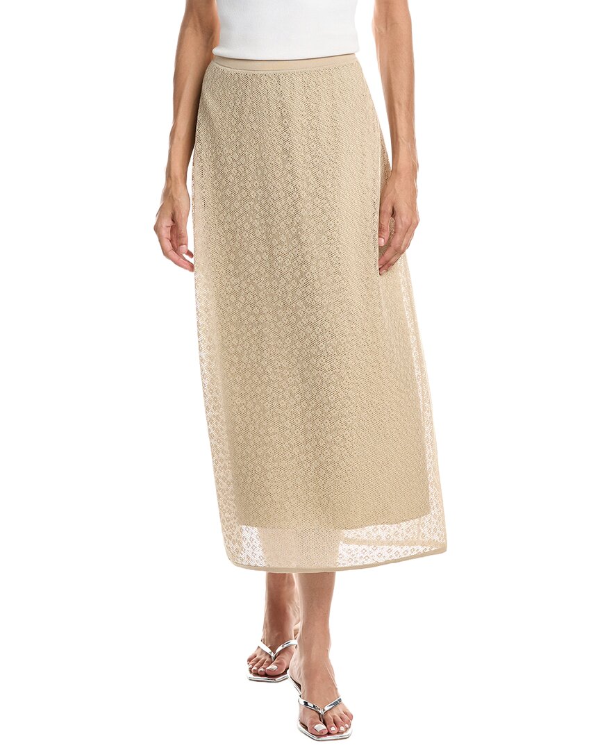 Theory Floral Lace Midi Skirt In Brown