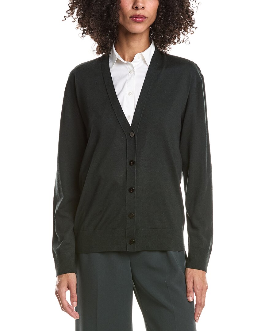 Theory V-neck Wool Cardigan In Green
