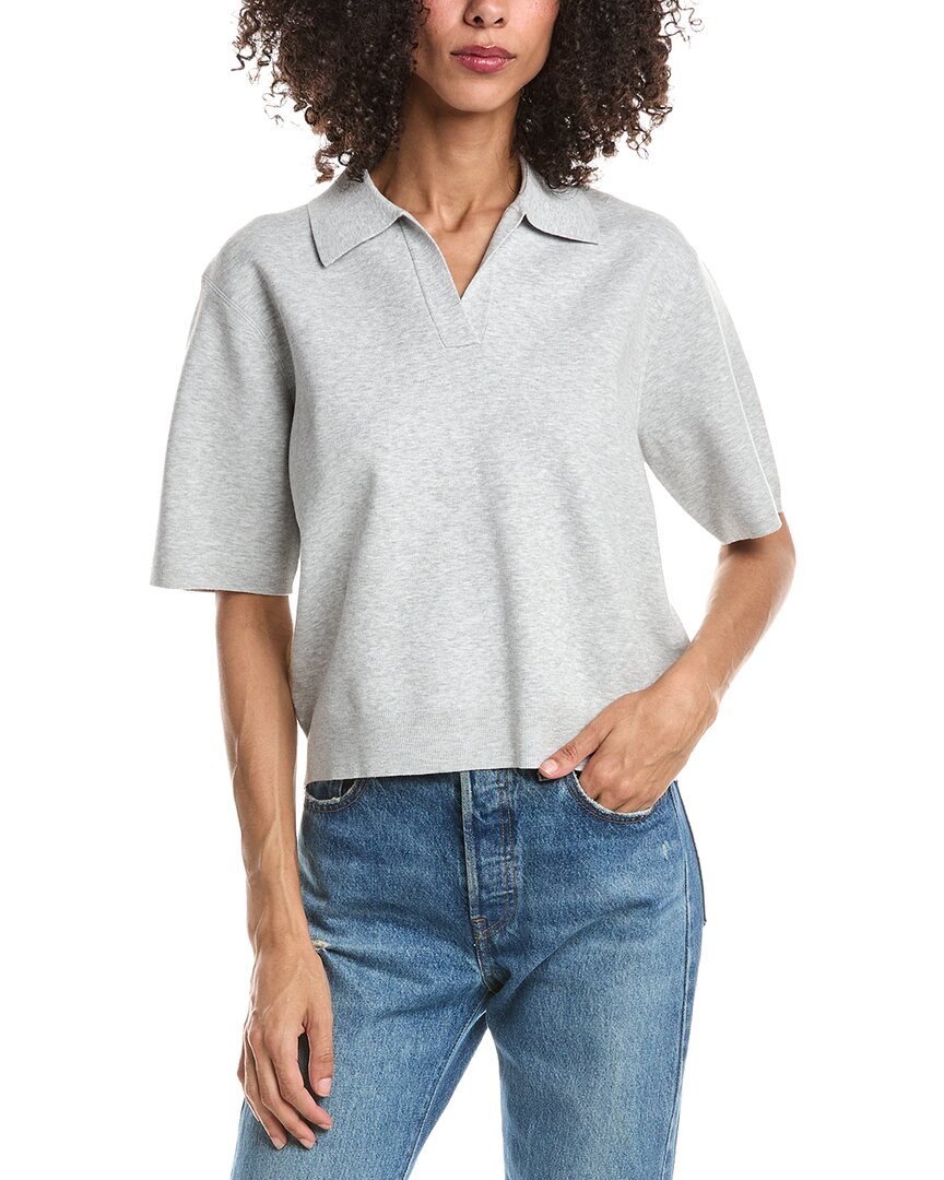Theory Oversized Polo Shirt In Gray