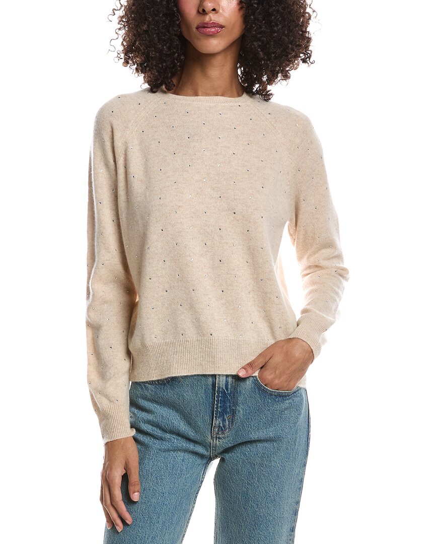 Brodie Cashmere Sparkle Mini Cashmere Sweater In Tan