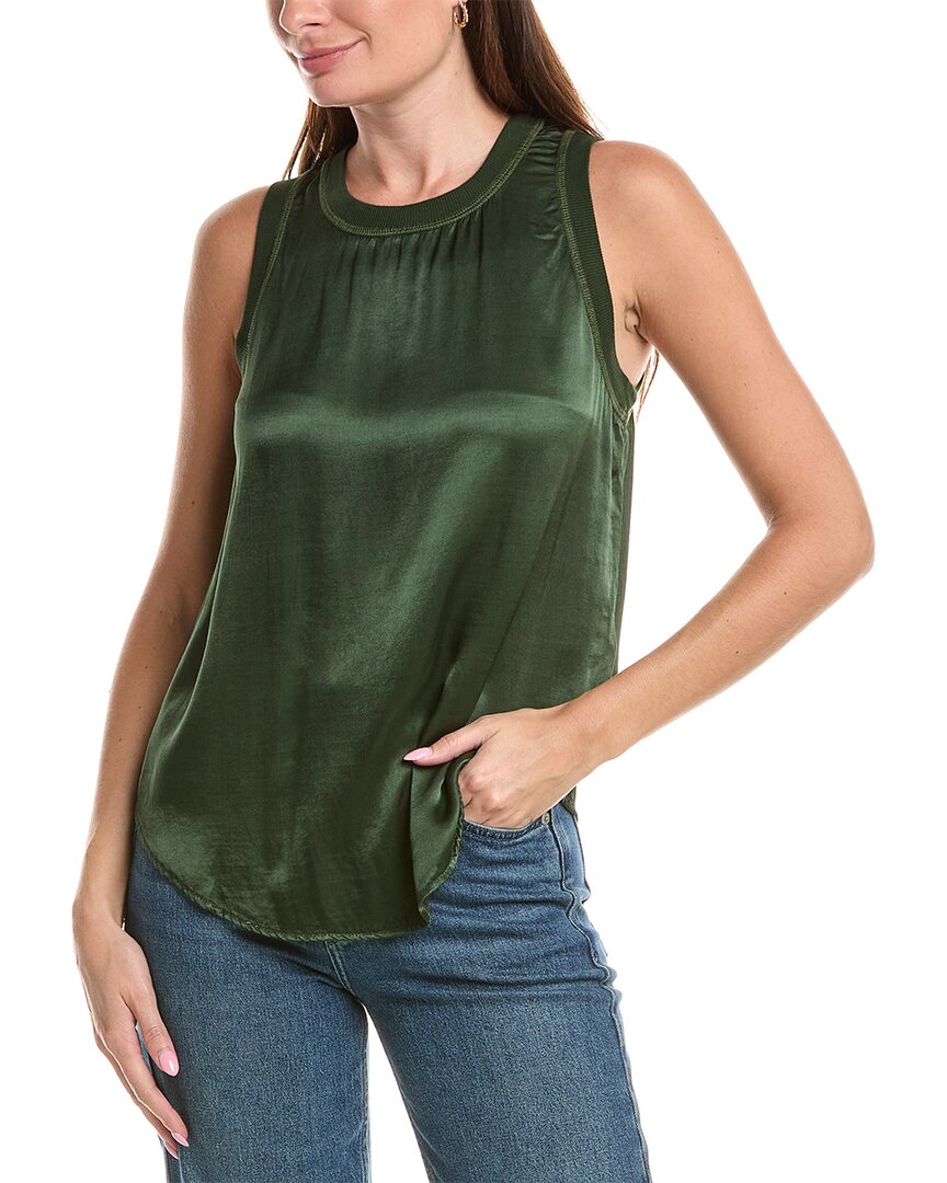 Michael Stars Shay Rib Binding Tank In Green