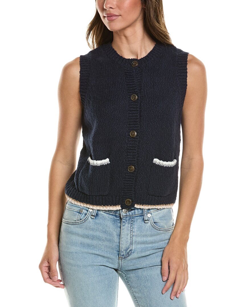 Autumn Cashmere Contrast Knit Vest In Navy