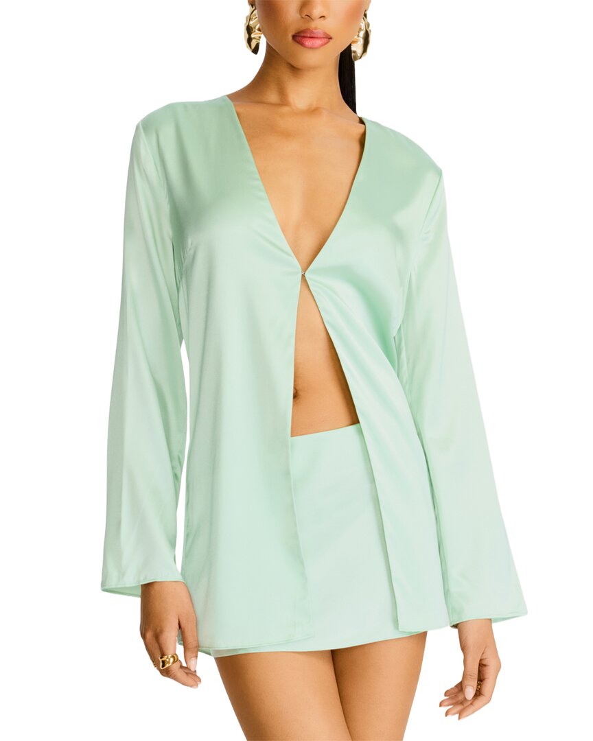 Ser.o.ya Seroya Odelia Silk-blend Blouse In Green