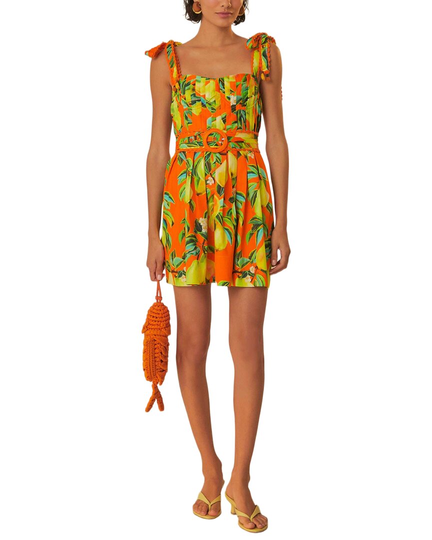 Farm Rio Orange Chic Pears Short Sleeves Mini Dress