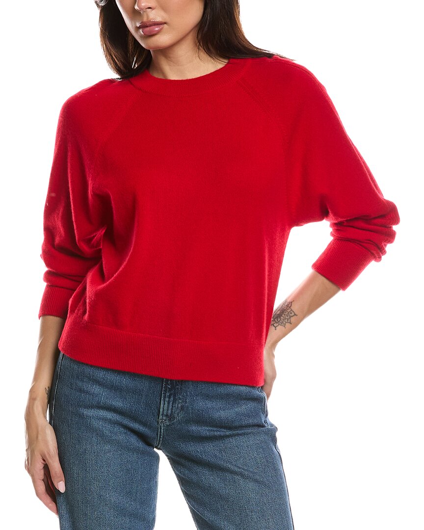 Forte Cashmere Rib Trim Cashmere Sweatshirt In Red