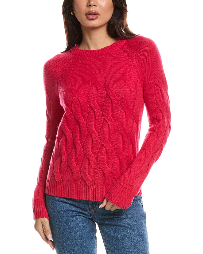 Forte Cashmere Wandering Cable Crewneck Cashmere Sweater In Pink