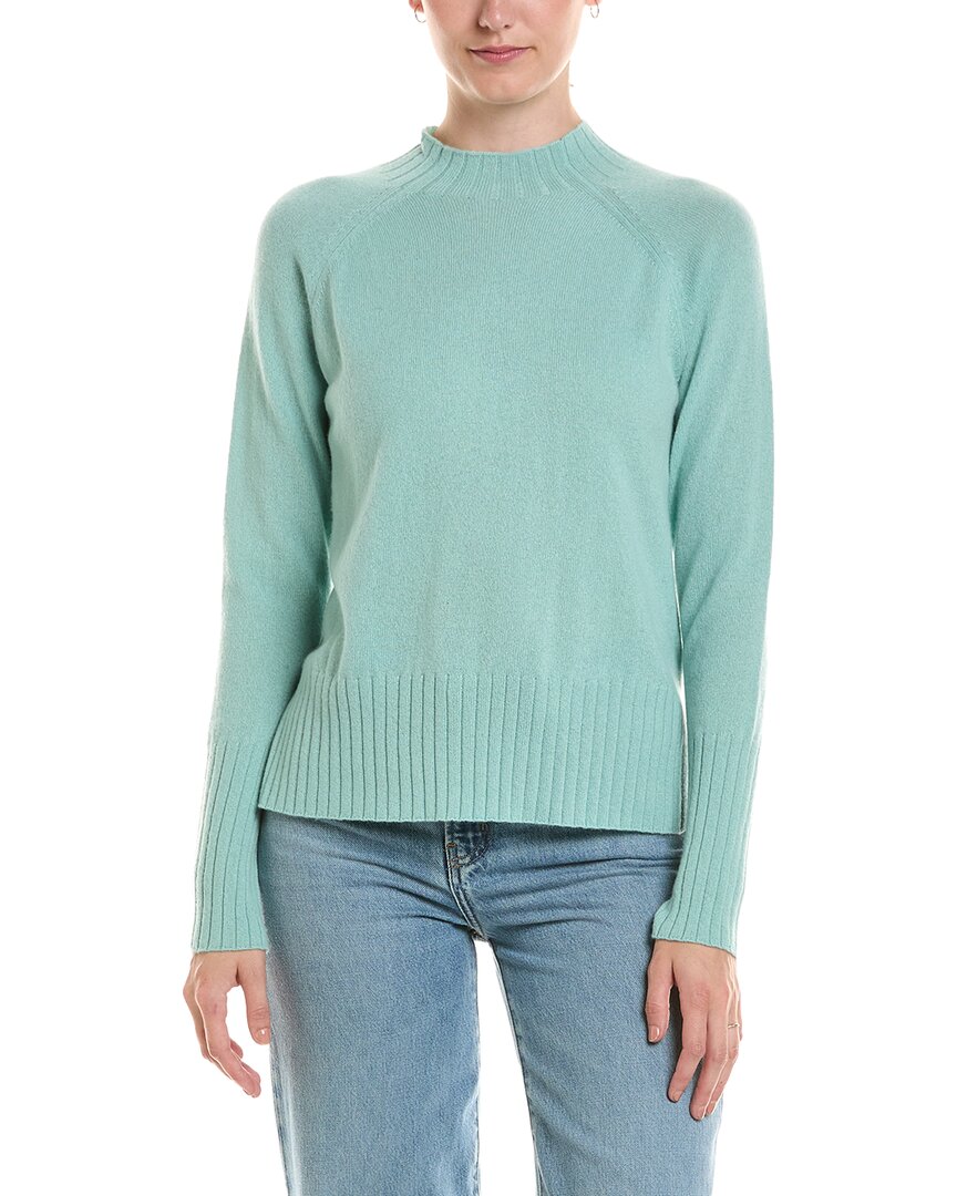 Forte Cashmere Hi Low Rib Trim Funnel Neck Cashmere Sweater