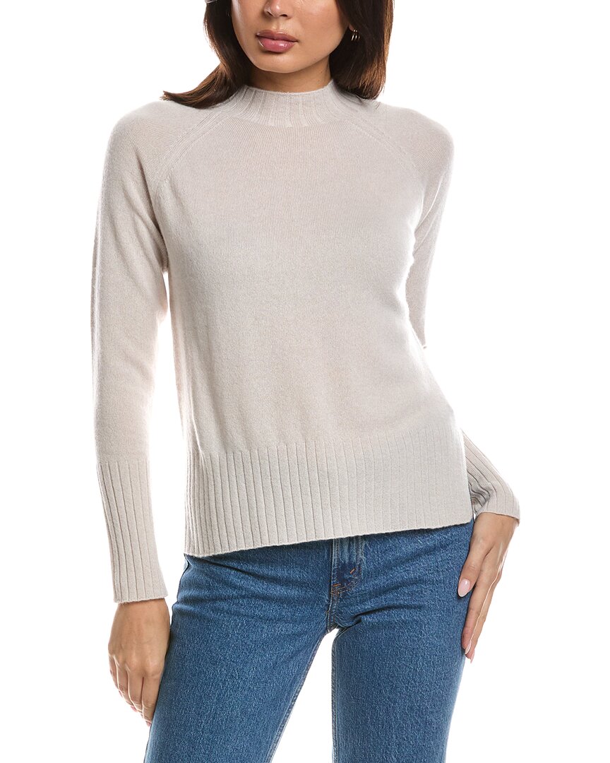 Forte Cashmere Hi Low Rib Trim Funnel Neck Cashmere Sweater In Brown