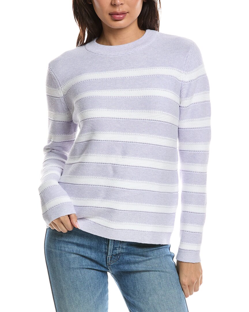 Forte Cashmere Stripe Crewneck Sweater In White