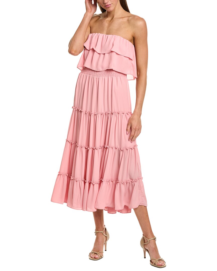 1.state Strapless Smocked Waist Tiered Maxi Dress In Pink