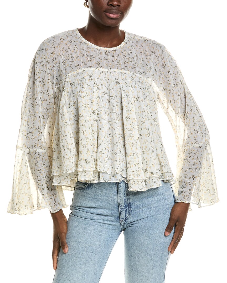 1.state Keyhole Back Ruffle Blouse In Yellow