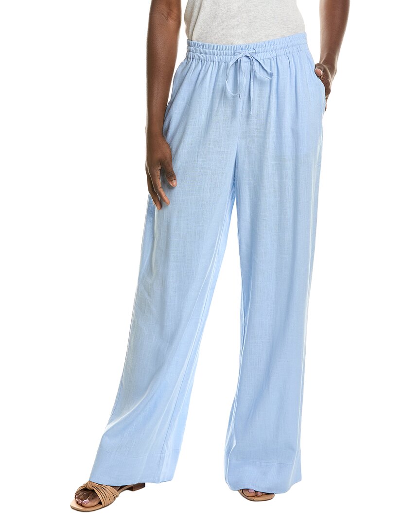 1.state Wide Leg Casual Linen-blend Pant In Blue