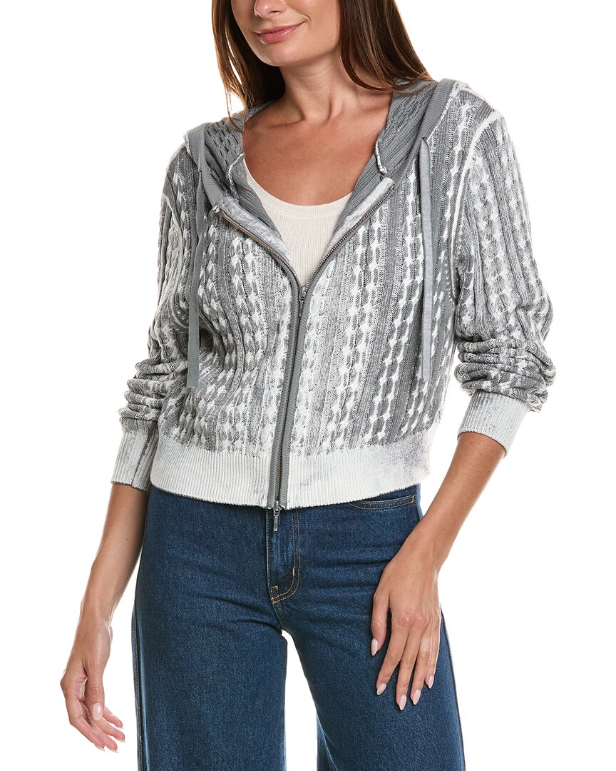 Wispr Pointelle Silk-blend Cardigan In Gray