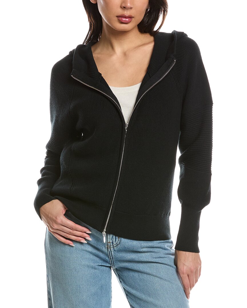 Wispr Lana Rib Detail Zip Hoodie In Black