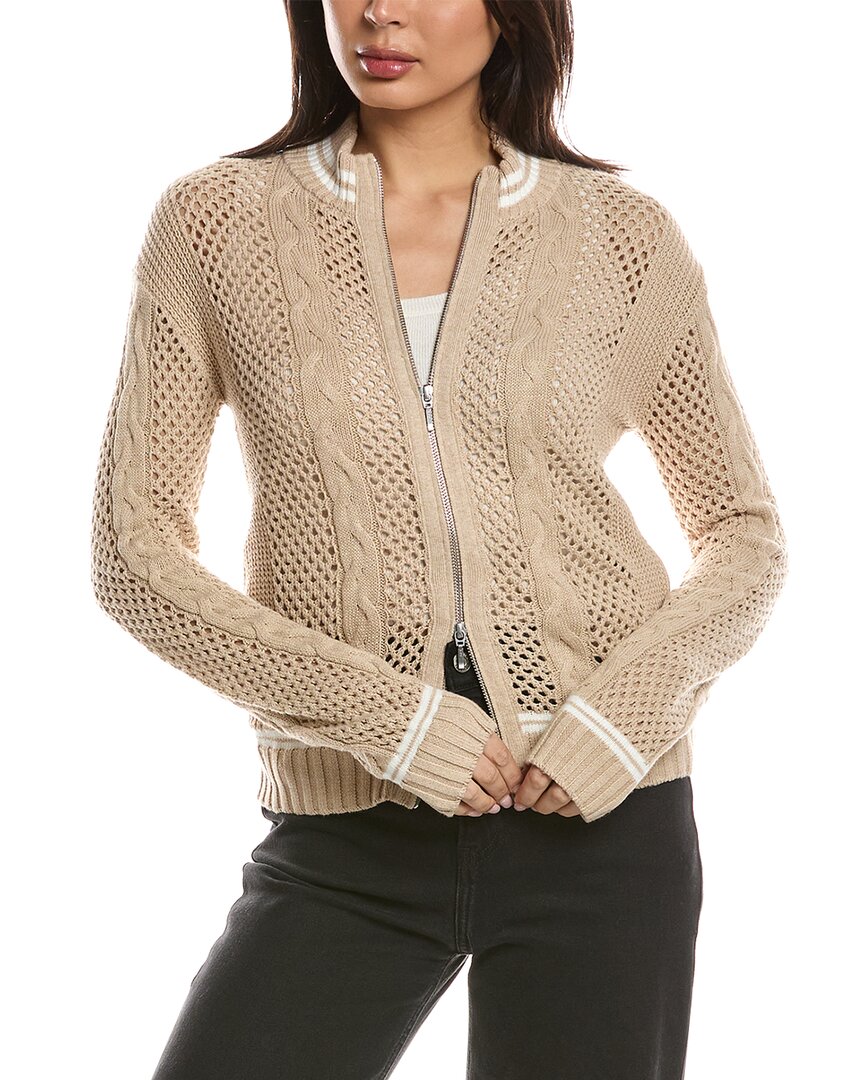 Wispr Open Cable Silk-blend Bomber Jacket In Nude