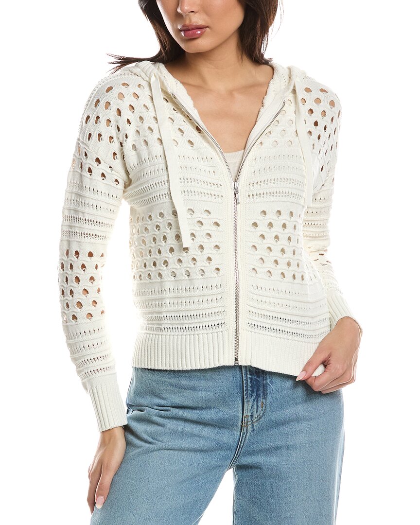 Wispr Mixed Pointelle Hoodie In White