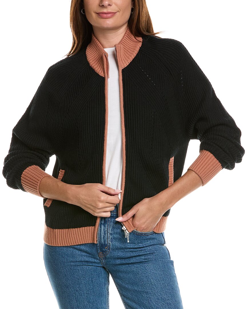 Wispr Brynn Silk-blend Cardigan In Black