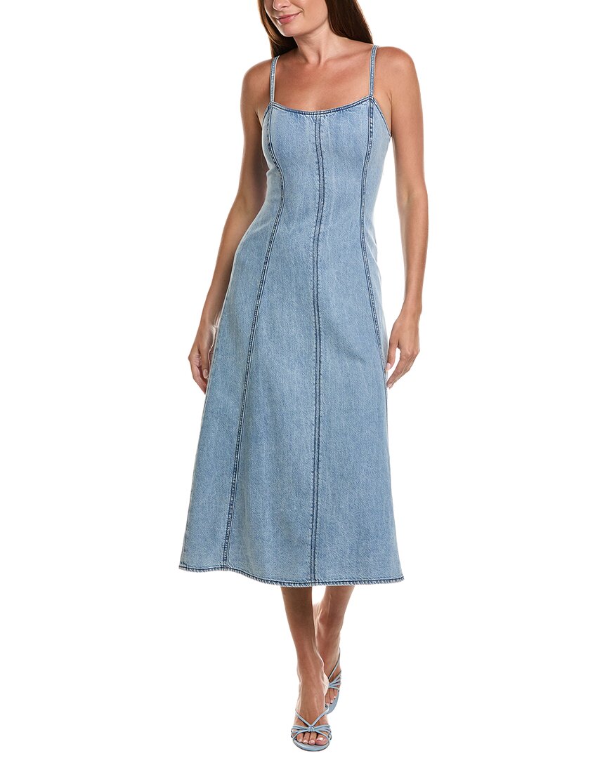 Rag & Bone Miramar Denim Effect-print Cotton Midi Dress In Blue
