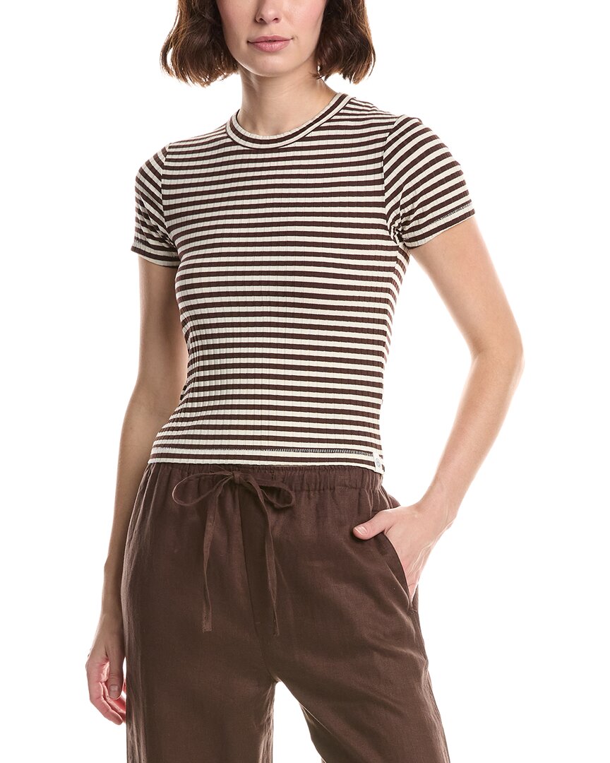 Rag & Bone Luca Stripe Rib Baby T-shirt In Multi