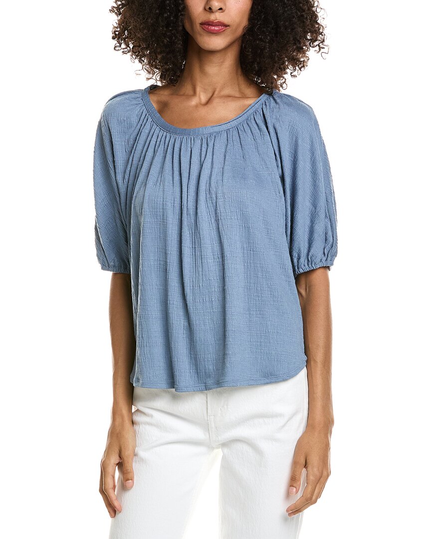 Max Studio Short Dolman Sleeve Boatneck Top In Blue