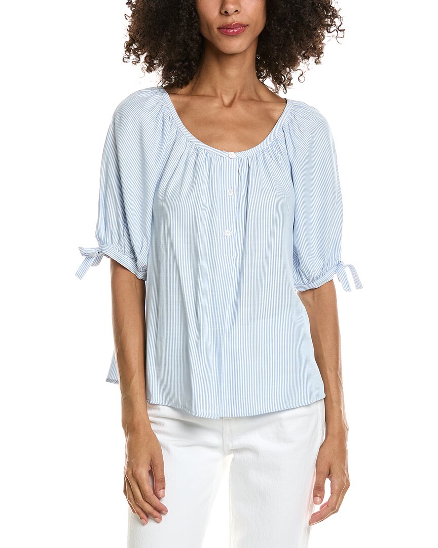 Max Studio Tie Sleeve Blouse In Blue