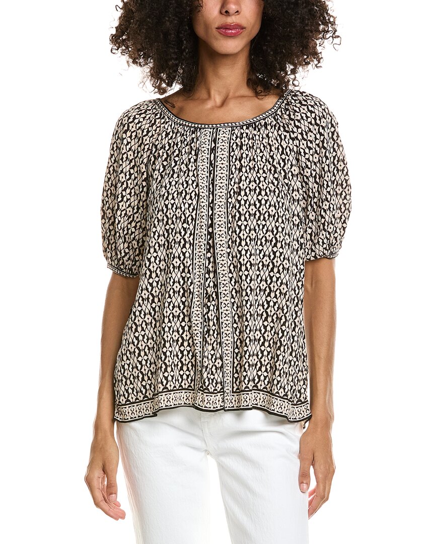 Max Studio Scoop Neck Puff Sleeve Blouse In Multi