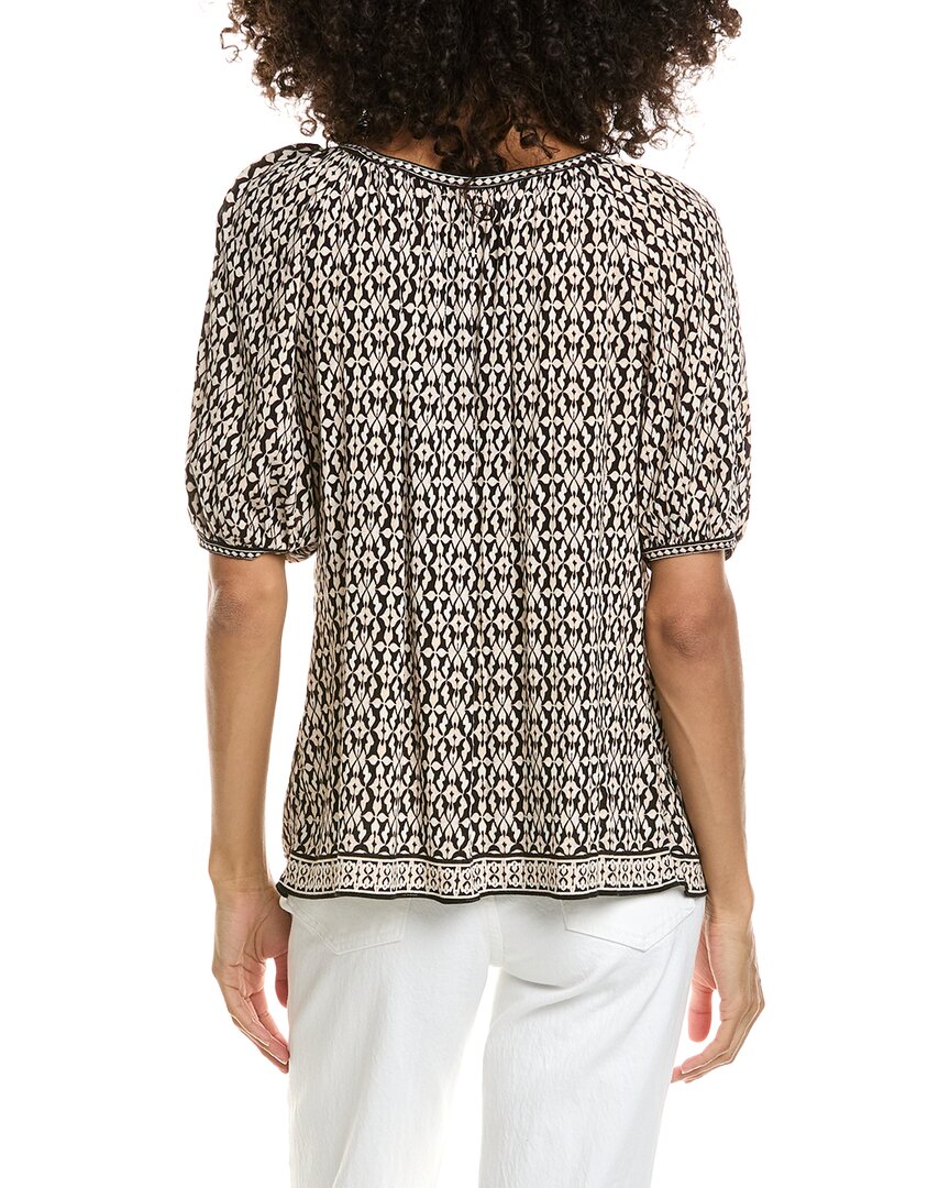 Max Studio Scoop Neck Puff Sleeve Blouse In Multi