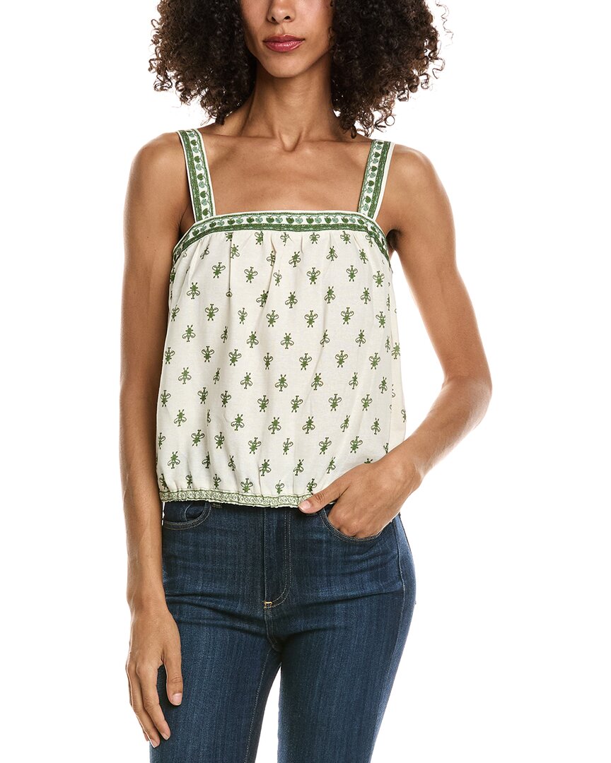 Max Studio Sleeveless Bubble Hem Linen-blend Top In White