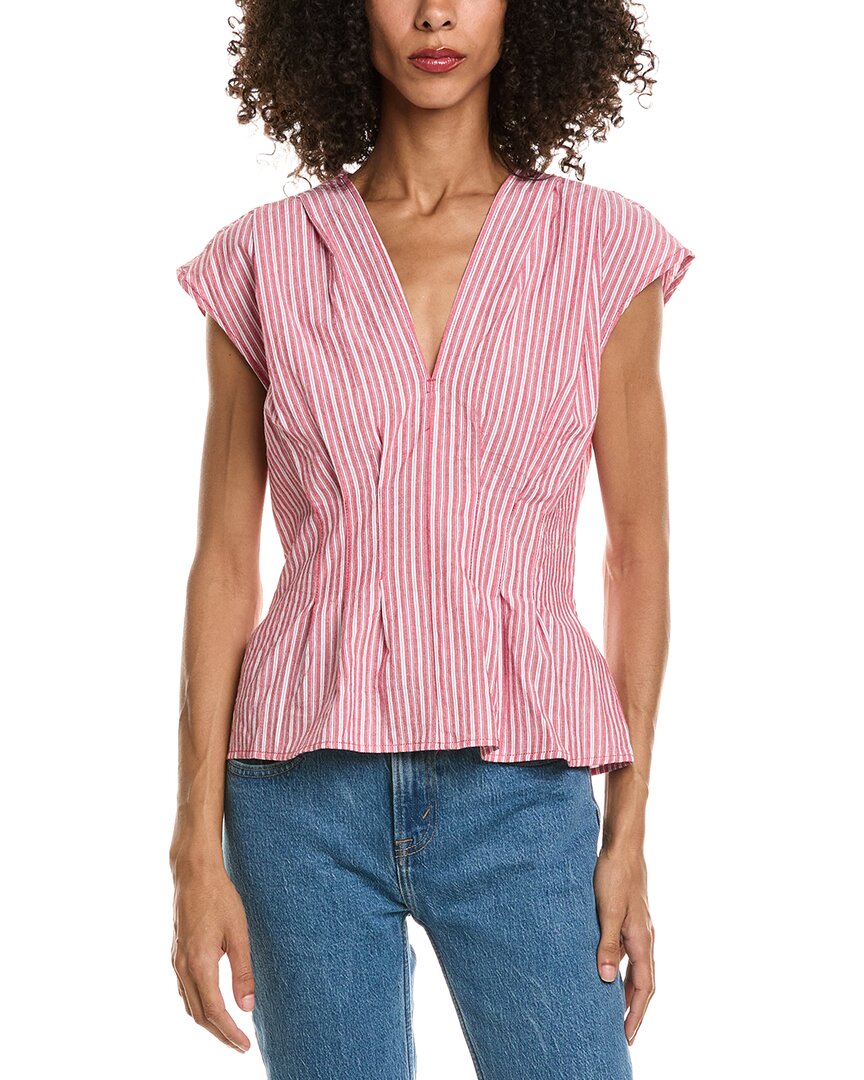 Max Studio V-neck Front Pleat Top In Pink