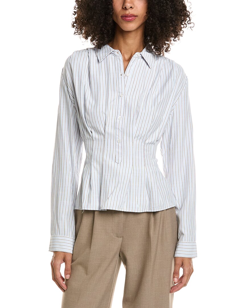Max Studio 3/4-sleeve Pleat Blouse In Blue