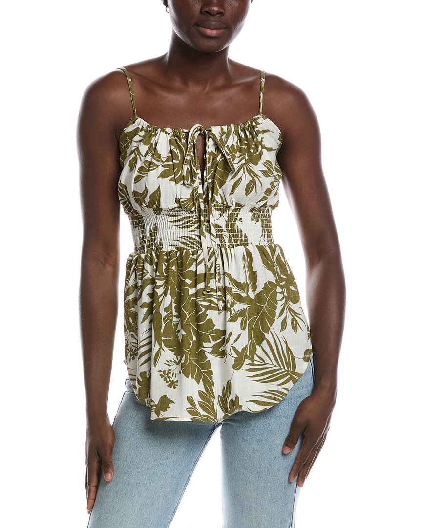 Renee C Sleeveless Linen-blend Top In Green