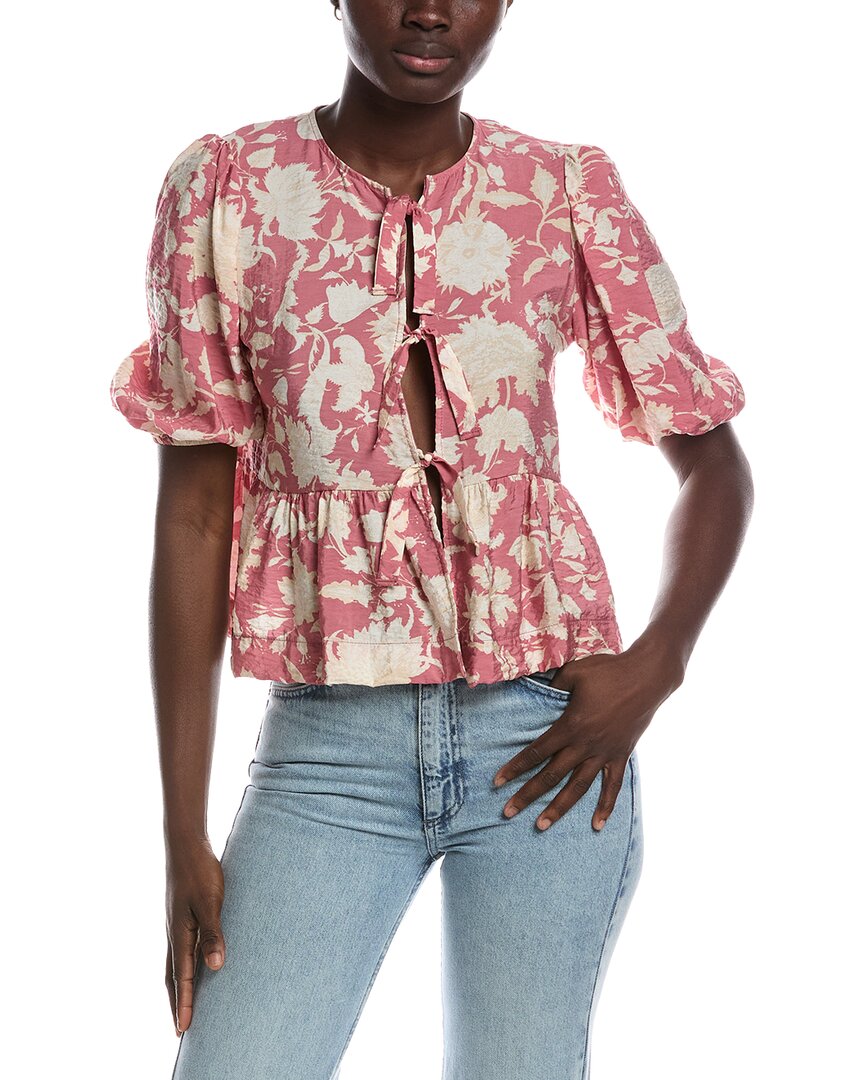 Renee C Puff Sleeve Top In Pink