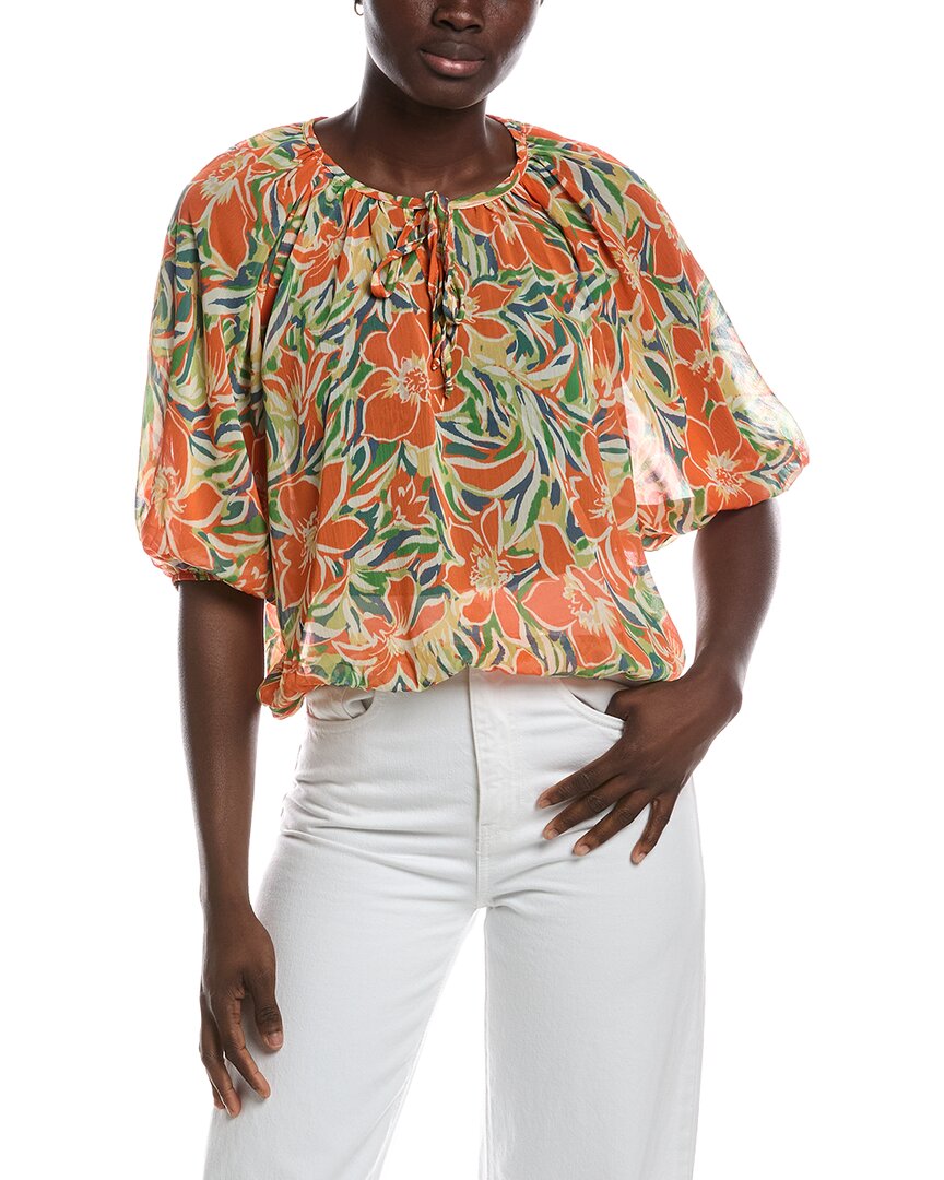 Renee C Long Sleeve Top In Orange