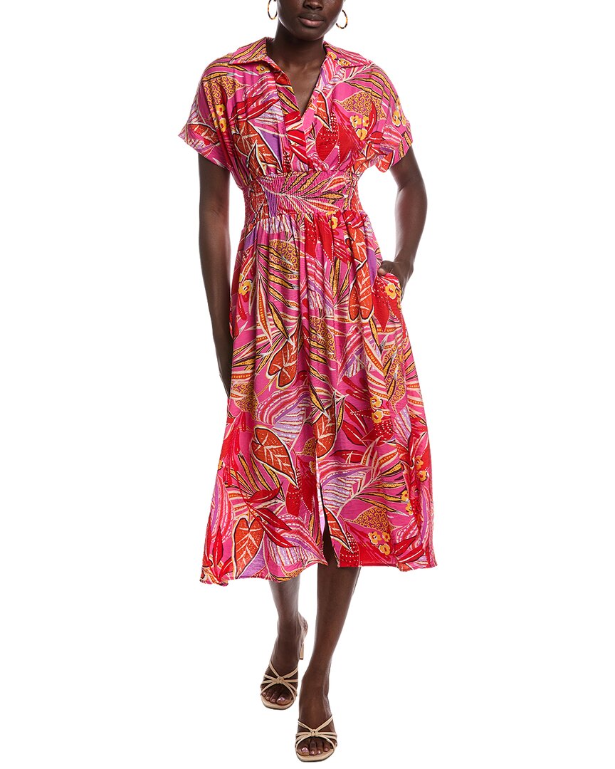Renee C Short Sleeve Midi Dress In Multi