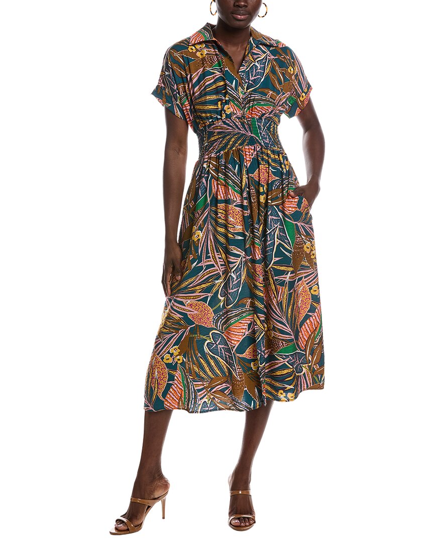 Renee C Short Sleeve Midi Dress In Multi