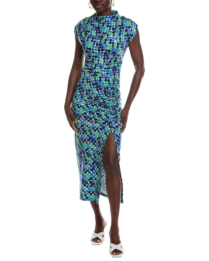Renee C Short Sleeve Midi Dress In Blue
