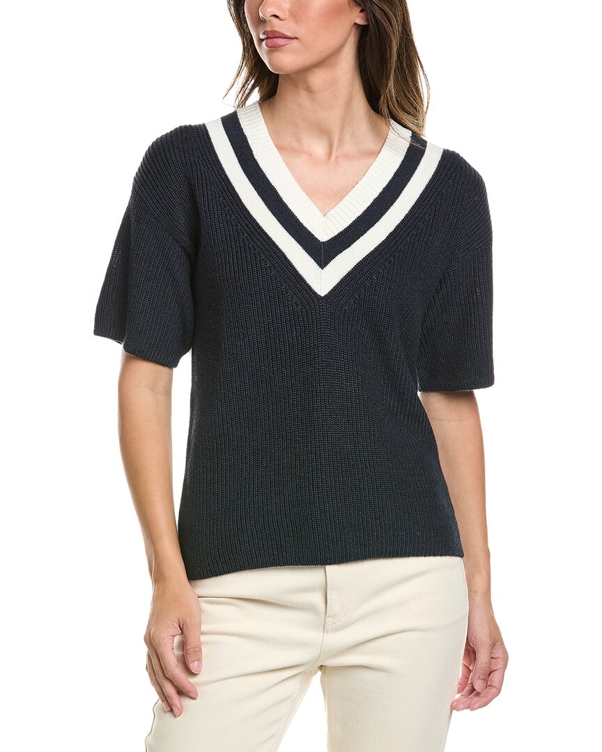 Brooks Brothers Mini Cable Linen-blend Tennis Sweater In Blue