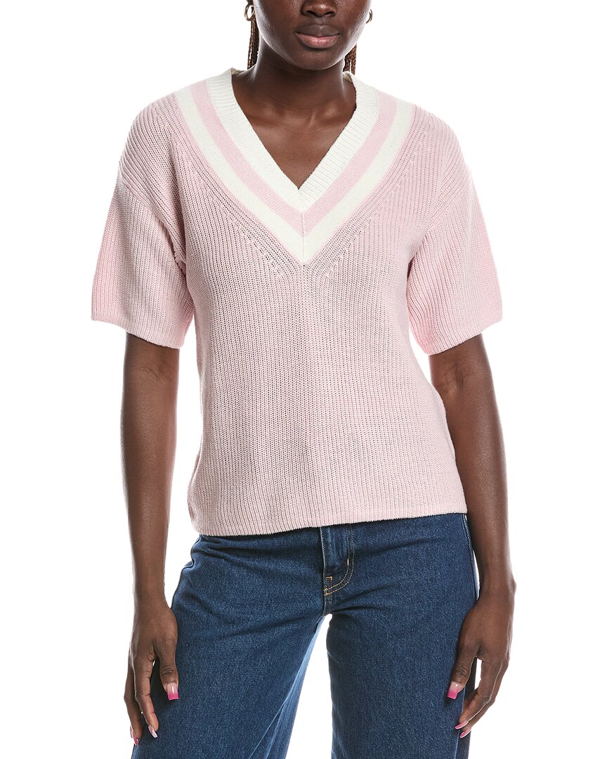 Brooks Brothers Mini Cable Tennis Linen-blend Sweater In Purple