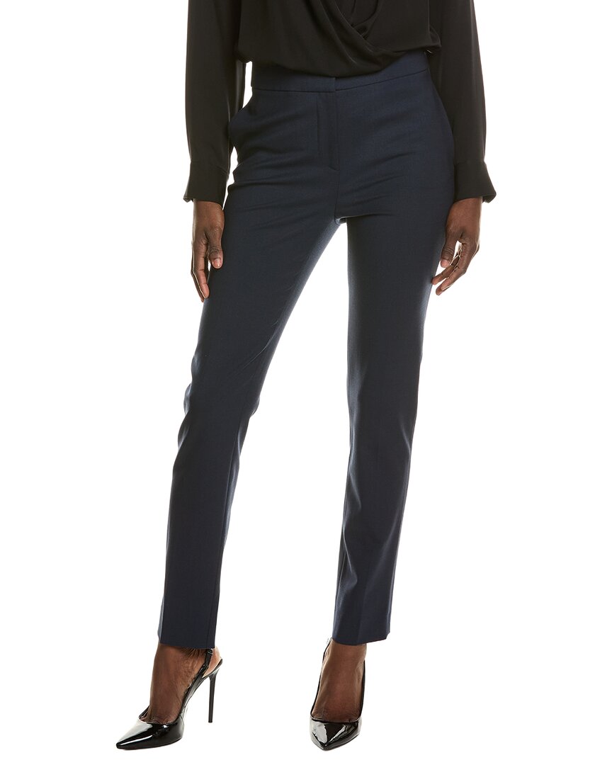 Oscar De La Renta Long Wool-blend Skinny Pant In Blue