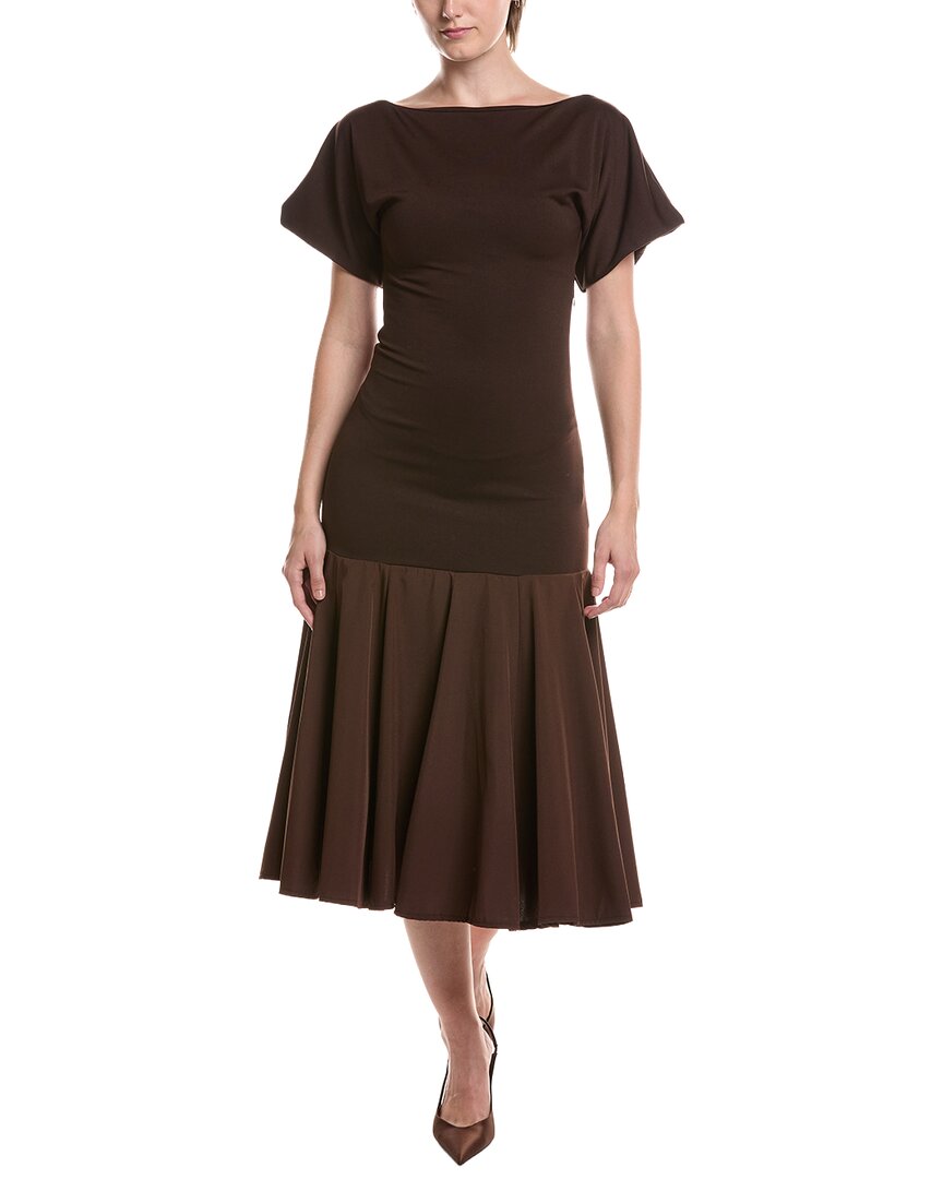 Hl Affair Short Sleeve Maxi Dress In Brown