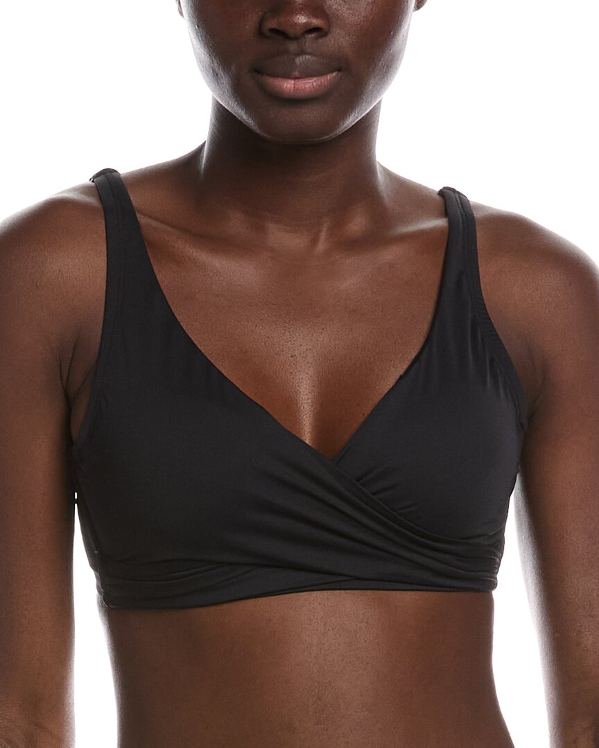 Tommy Bahama Pearl Underwire Wrap Front Bra Bikini Top In Black