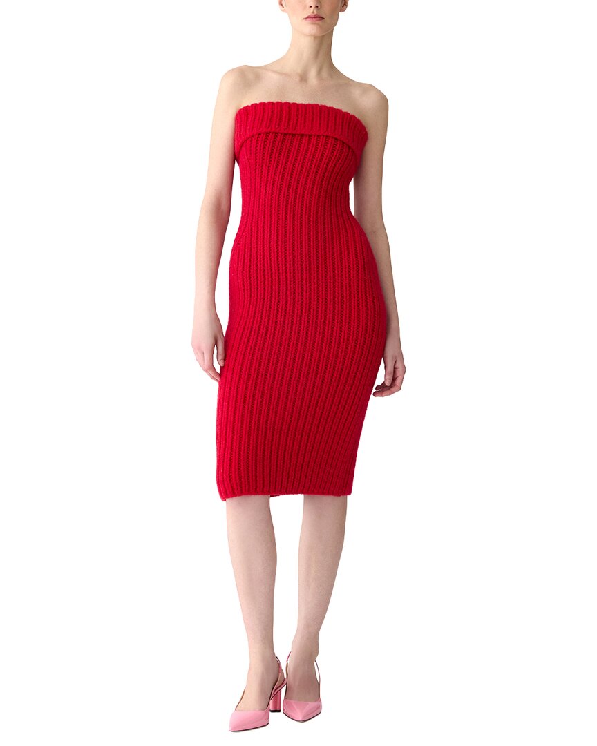 Carolina Herrera Strapless Cashmere Mini Dress In 605-scarlet