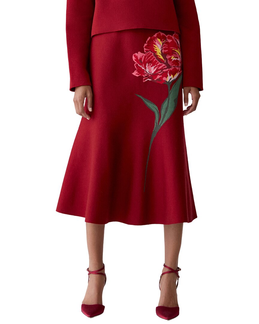 Carolina Herrera Wool-blend Flare Skirt In 36-garnet Multi